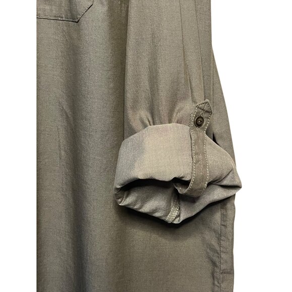 NWT Westport Women 3X Button-Up Shirt Olive Embroidered Pockets Roll-Tab Sleeve - Picture 7 of 16